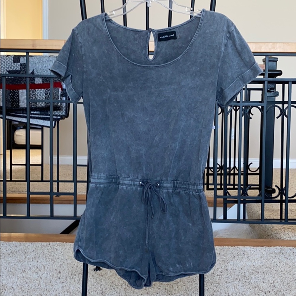 Gray Acid Wash Romper